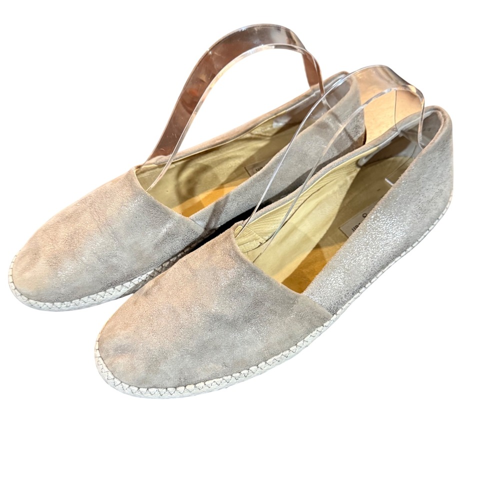 Paul Green Women's Beige‎ Suede Metallic Accent Espadrille Flats Shoes Size 10